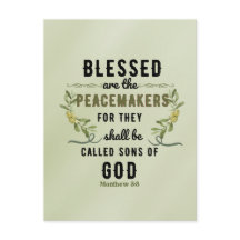 Retro Matthew 5:9 Rama de olivo acuarela