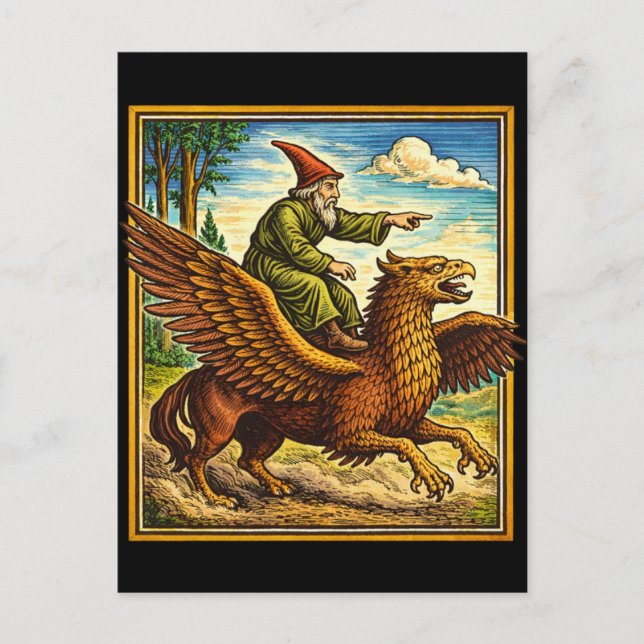 Postal Retro Medieval Snail Rider Fantasy Tee Postcard (Anverso)