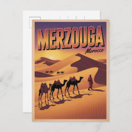 Postal Retro Merzouga sahara camel ride morocco travel 