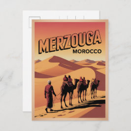 Postal Retro Merzouga sahara camel ride morocco travel 