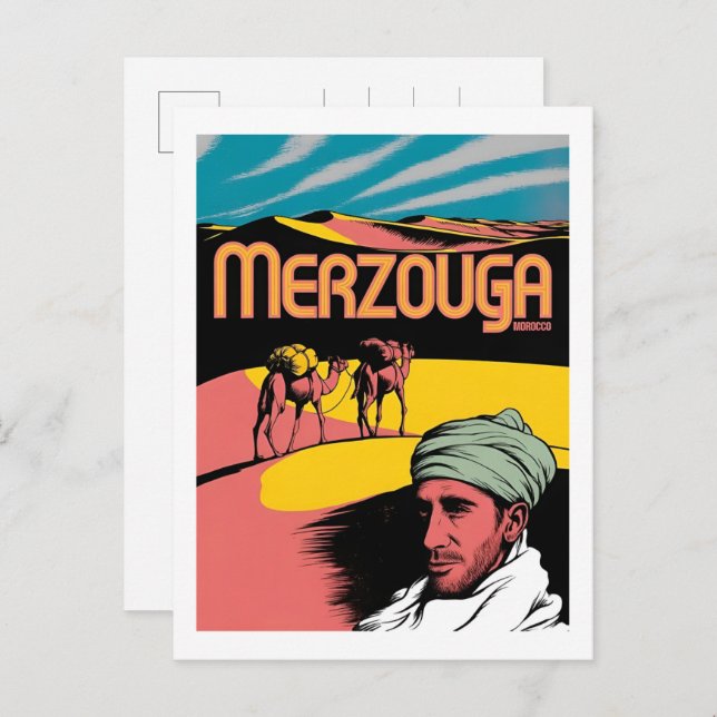 Postal Retro Merzouga sahara camel ride morocco travel  (Anverso / Reverso)
