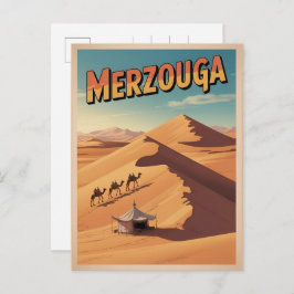 Postal Retro Merzouga sahara camel ride morocco travel 
