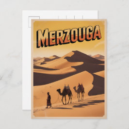 Postal Retro Merzouga sahara camel ride morocco travel 