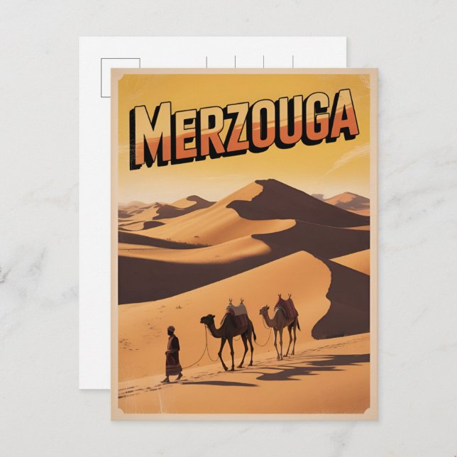Postal Retro Merzouga sahara camel ride morocco travel  (Anverso / Reverso)