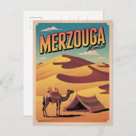 Postal Retro Merzouga sahara camel ride morocco travel gi