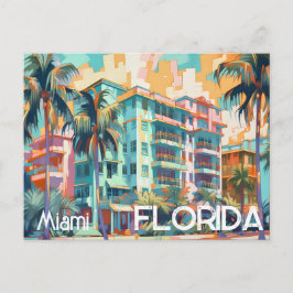 Postal Retro Miami Florida South Beach