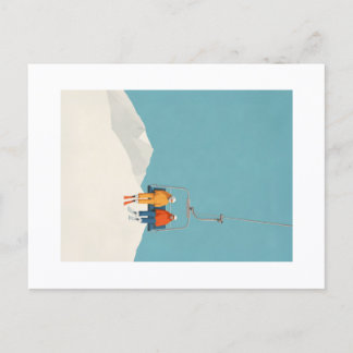 Postal Retro Minimalist Ski Lift Illustration