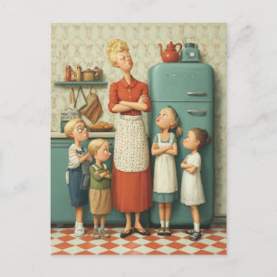 Postal Retro Mom and Kids Standoff
