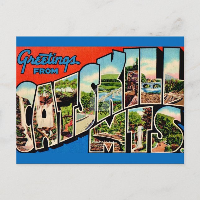 Postal Retro Montañas Catskill  (Anverso)