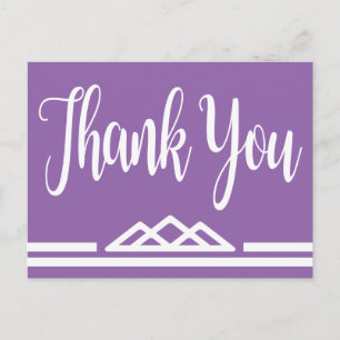 Postal Retro Morado Gracias Geométrico Triángulo Tribal C