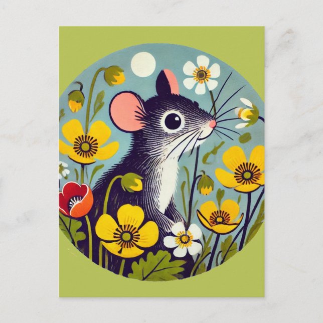 Postal Retro Mouse with Buttercup  (Anverso)