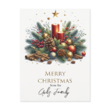 Retro Navidad Velas y Festejos Dorados