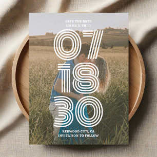 Postal Retro Negrita Boda De Fotos Guardar La Fecha