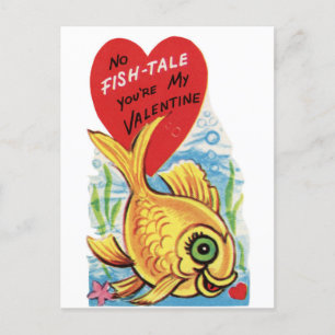 Postal Retro No Pescado Con Corazón