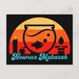 Postal Retro Nowruz Mobarak Pez Dorado