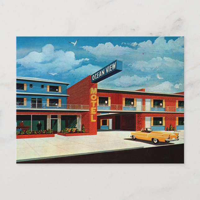 Postal Retro Ocean View Motel Vintage (Anverso)