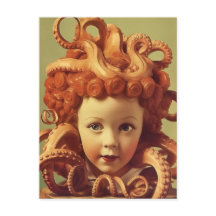 Retro Octopus Doll Head Ensamblage