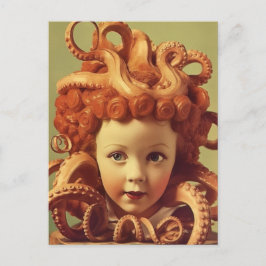 Postal Retro Octopus Doll Head Ensamblage
