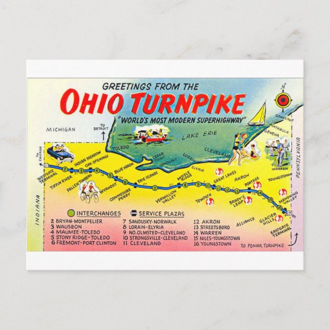 postal Retro Ohio Turnpike (Anverso)