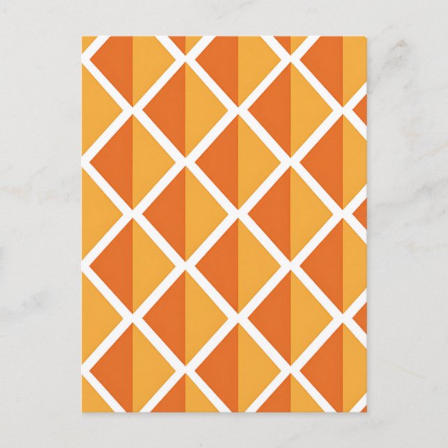 Postal Retro Orange Diamond Harlequin Pattern (Anverso)
