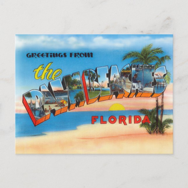 Postal Retro Palm Beach, Florida Travel (Anverso)