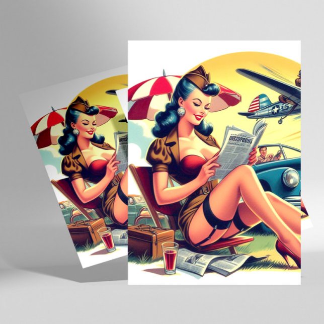 Postal Retro Pilot Pin-up (Subido por el creador)