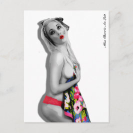Postal Retro Pin Up Chica Postcard White