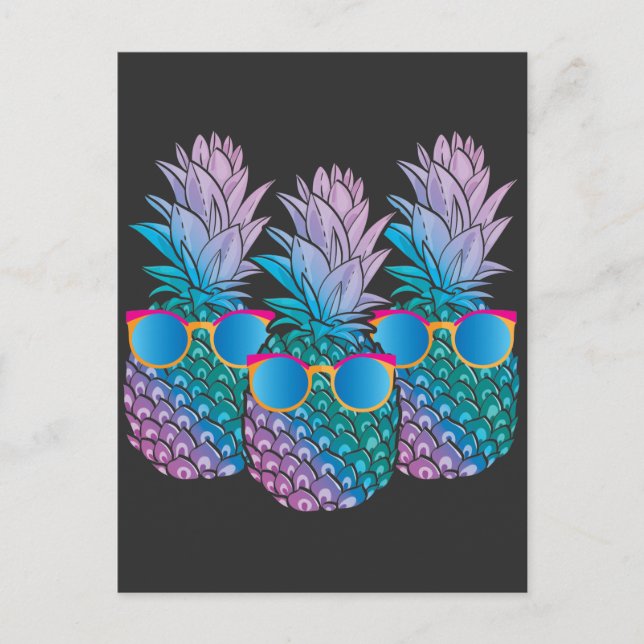 Postal Retro Pineapples Gafas de sol Disco Gardening (Anverso)