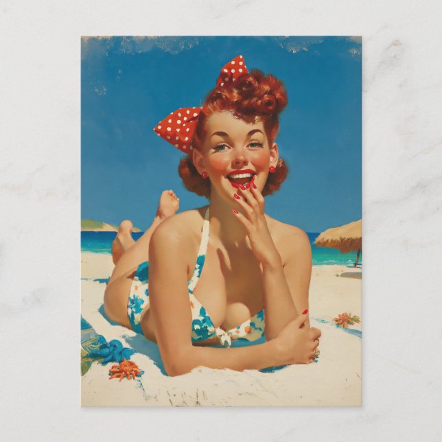 Postal Retro Playa Pin Up (Anverso)