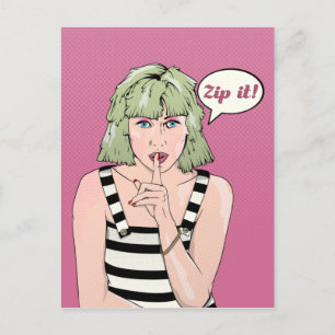 Postal Retro Poster Woman Zip it