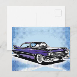 Postal Retro Purple Classic Car Side Pop Art