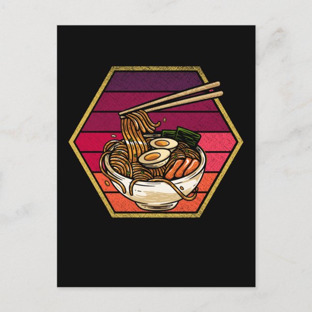 Postal Retro Ramen Bowl Anime Japanese Noodles Bowl Otaku (Anverso)