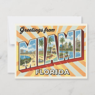 Postal Retro "Saludos desde Miami, Florida" Sunburst