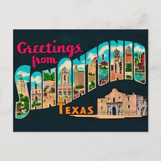 Postal Retro San Antonio Greetings Postcard  (Anverso)