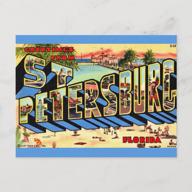 Postal Retro San Petersburgo Florida  (Anverso)