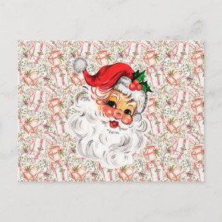Postal Retro Santa Holiday Postcard