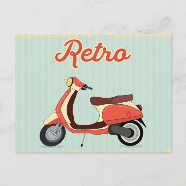 Postal Retro Scooter bike vintage postcard (Anverso)