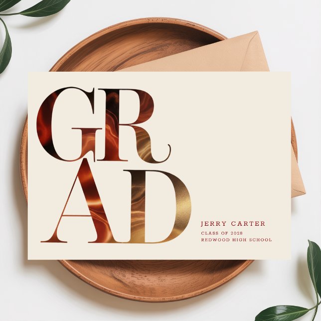 Postal Retro Script Grad Graduate Graduation Invitation (Subido por el creador)