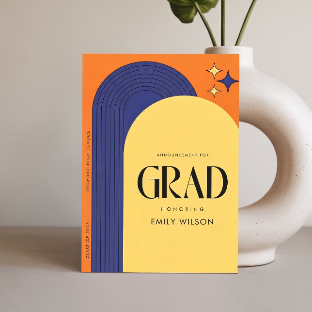 Postal Retro Script Grad Simple Graduation Announcement (Subido por el creador)