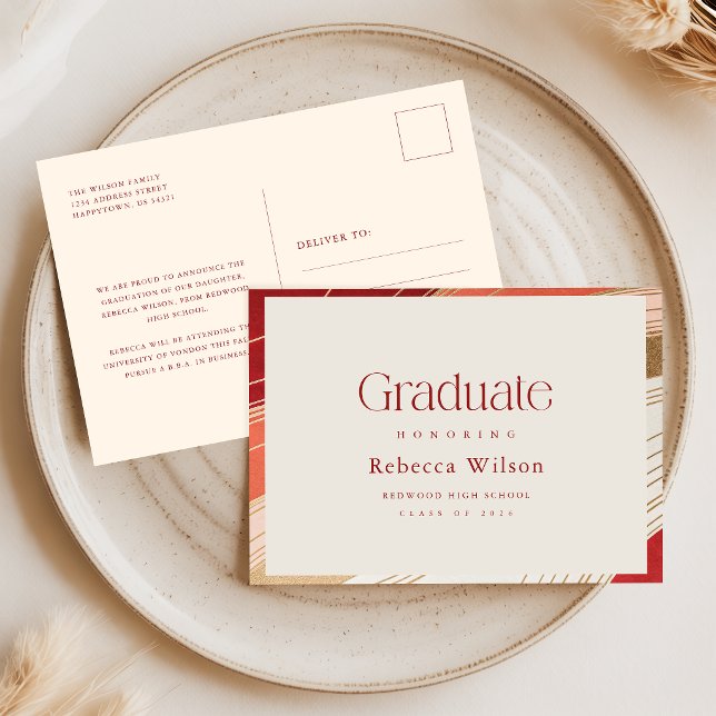 Postal Retro Script High School Graduation Announcement (Subido por el creador)