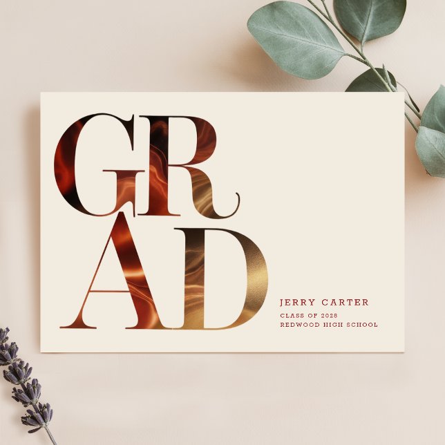 Postal Retro Script High School Graduation Announcement (Subido por el creador)