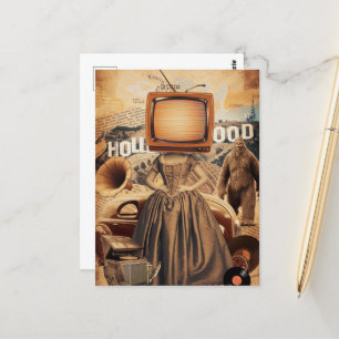 Postal Retro Sepia TV Mujer Sasquach