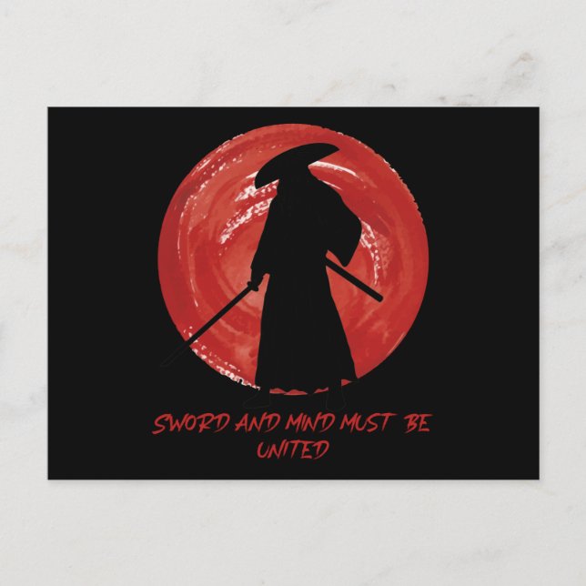 Postal Retro Silhouette Samurai - Samurai Mind Cita (Anverso)