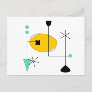Postal retro simple amarillo azul moderno