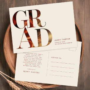 Postal Retro Simple Graduación de Escuela Secundaria Grad