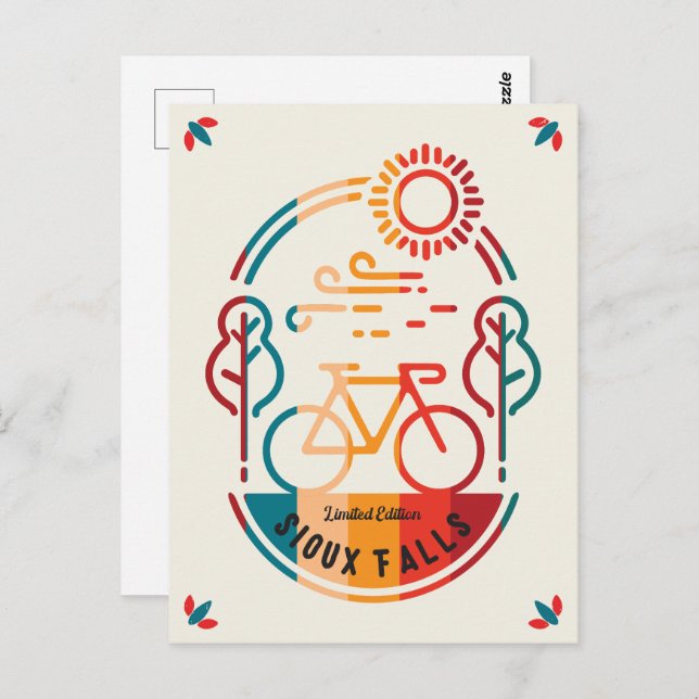 Postal Retro Sioux Cae Sendero en bicicleta (Anverso / Reverso)