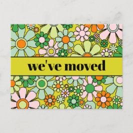Postal Retro Spring Floral Nueva dirección / Nos hemos mu