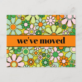 Postal Retro Spring Floral Nueva dirección / Nos hemos mu