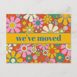 Postal Retro Spring Floral Nueva dirección / Nos hemos mu