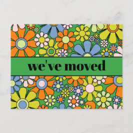 Postal Retro Spring Floral Nueva dirección / Nos hemos mu